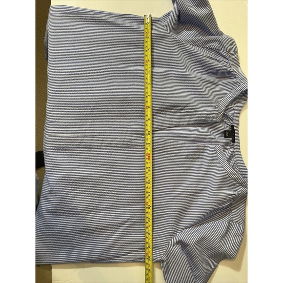 ANN TAYLOR Misses. S Cotton Lyocel Blouse Blue White Stripes - Picture 7 of 8